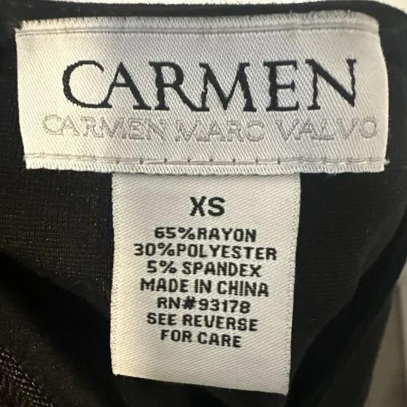 Carmen Marc‎ Valvo Women XS Blouse Peplum Back Zipper Long Sleeve Black - Picture 7 of 7